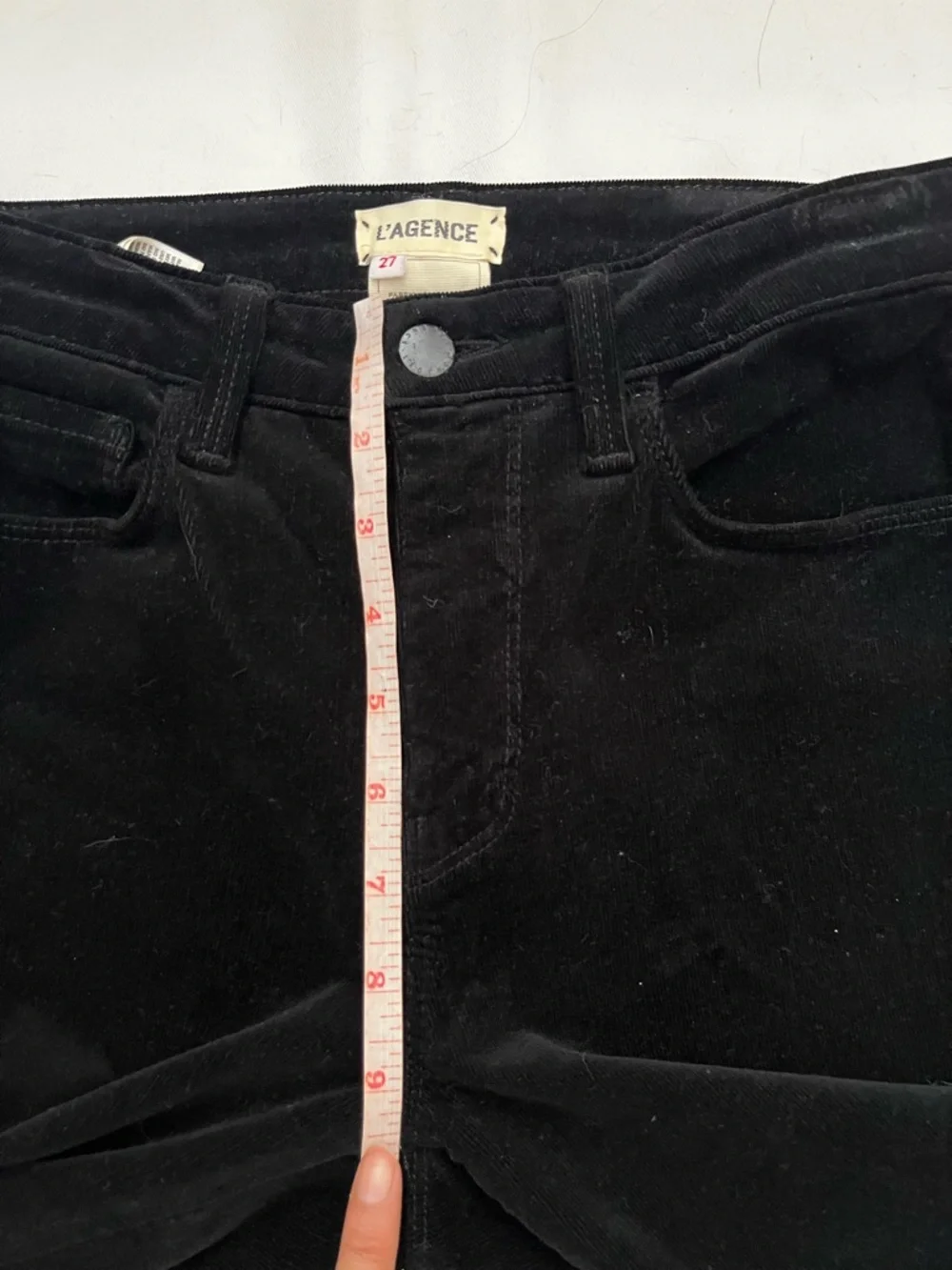 L'AGENCE Marguerite High Rise Skinny Velvet Noir Black Jeans 27 - Picture 7 of 15